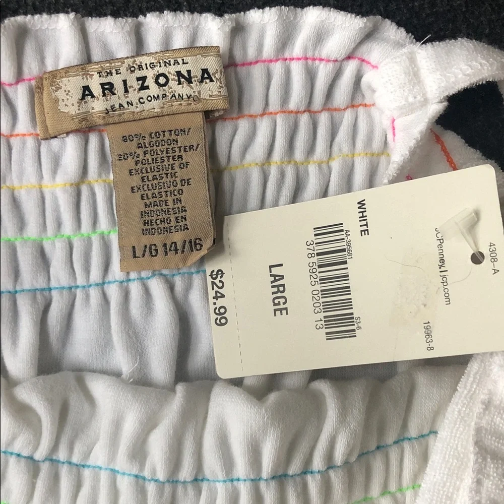Arizona Jean Company Girls White Terry Swim Romper Coverup + 🌈 Size L (14-16)